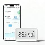 WLAN Temperatur-Feuchtigkeitssensor: Kabelloser Hygrometer-Thermometer mit LCD-Display,...