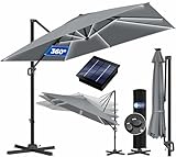 KESSER® Sonnenschirm LED Solar Ampelschirm SUN XL 300 x 300 cm Inkl. Abdeckung +Windsicherung...